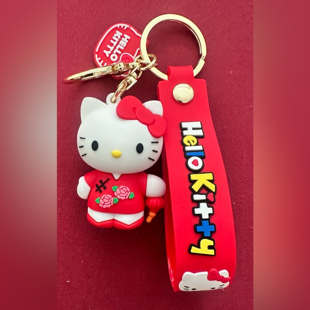 Hello kitty 3D keychain with belt clip and wrist handle